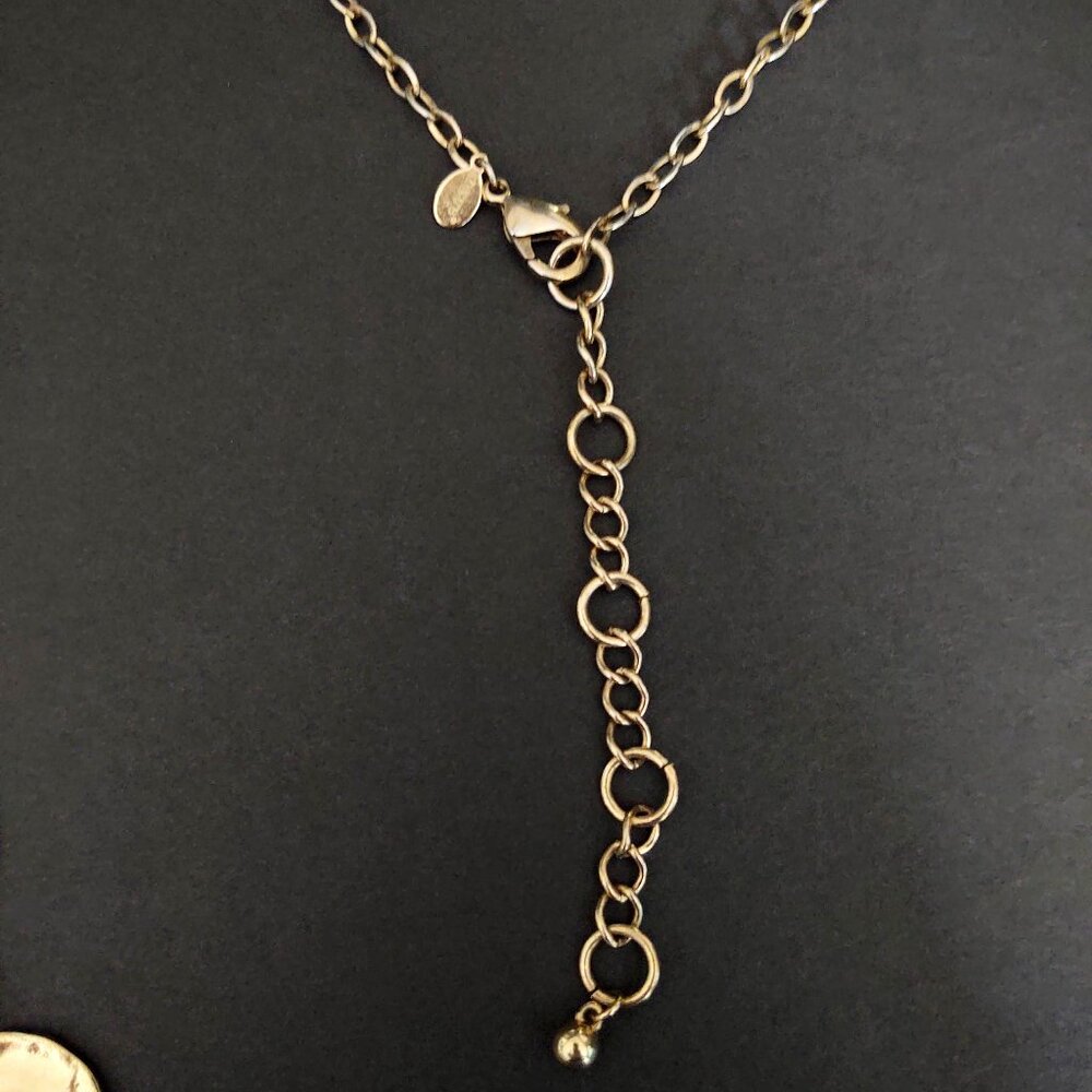 Long gold tone disk single strand necklace - Picture 10 of 12